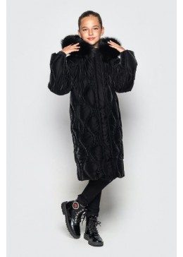 Cvetkov чорна зимова подовжена куртка для дівчинки Дебра
